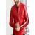 Red café racer quilted shoulder lambskin leather jacket