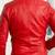 Red café racer quilted shoulder lambskin leather jacket