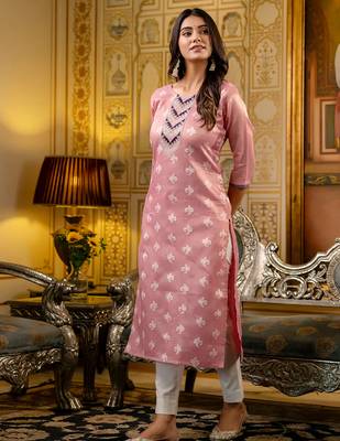 pink fancy silk blend kurta set 3