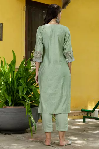 pear fancy silk blend kurta set