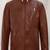 Men's brown cross zip pocket genuine lambskin  leather jacket