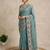 Teal Color  embroidery work  Silk Blend Saree