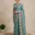 Teal Color  embroidery work  Silk Blend Saree