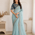 sky blue embroidery with sequins silk saree