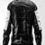 Men's white & black shoulder quilted genuine leather jacket-café racer