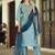 sky-blue fancy viscose rayon kurta set
