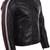 Biker style black lambskin leather jacket red white stripes style fastion