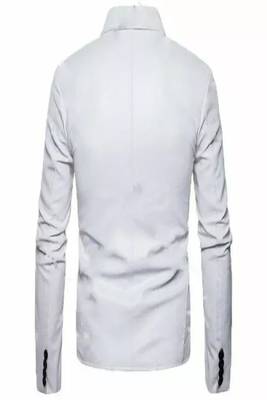 Men's white biker lambskin leather jacket-button spread collar 2