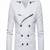 Men's white biker lambskin leather jacket-button spread collar