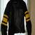 Men's black with yellow stripes lambskin leather jacket detail style fastion