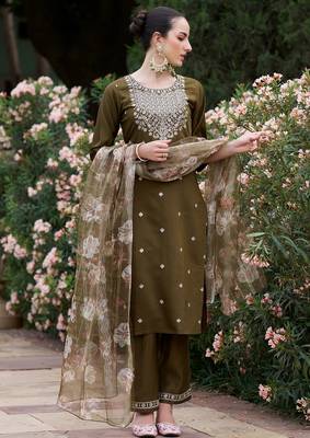 mehendi fancy viscose rayon kurta set 2