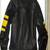 Men's black with yellow stripes lambskin leather jacket detail style fastion