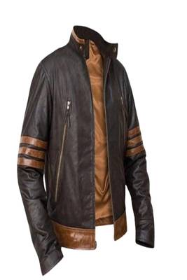 Genuine lambskin leather jacket-brown contrast stripes & piping fashion style 2