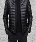 Black genuine lambskin leather jacket- quilted fashion style