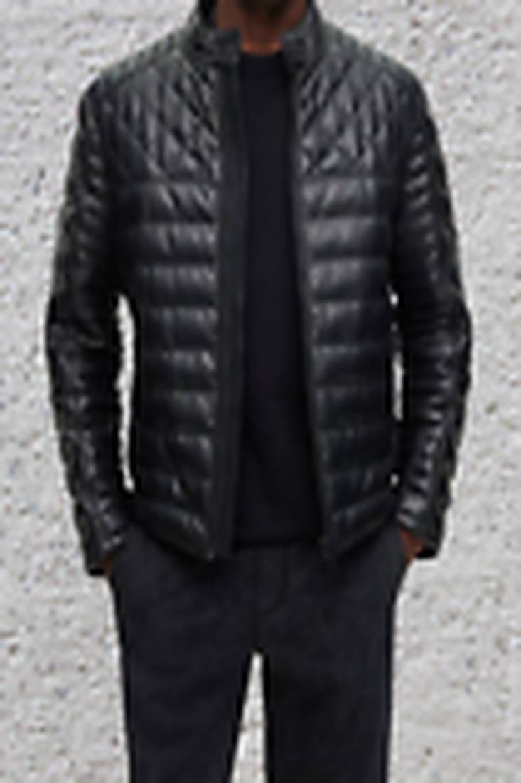 Black genuine lambskin leather jacket- quilted fashion style