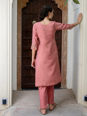coral fancy viscose kurta set 2
