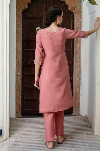 coral fancy viscose kurta set