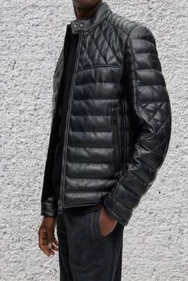 Black genuine lambskin leather jacket- quilted fashion style 4