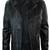 Men's  genuine lambskin leather jacket-black shoulder quilted moto jacket