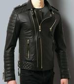 Black genuine soft lambskin leather jacket moto biker jacket