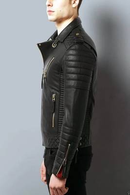 Black genuine soft lambskin leather jacket moto biker jacket 2