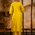 yellow fancy silk blend kurta set