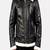 Biker style black lambskin leather jacket furr collar
