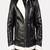 Biker style black lambskin leather jacket furr collar