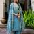 blue fancy silk blend kurta set