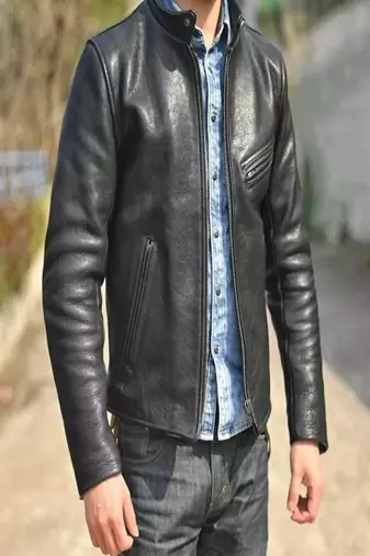 Men's lambskin leather jacket black color fashion style