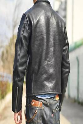 Men's lambskin leather jacket black color fashion style 2