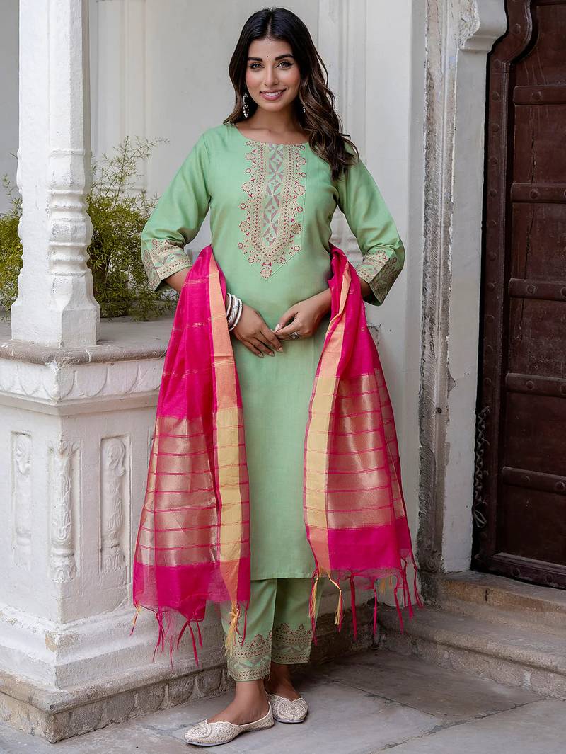 pear fancy blended cotton kurta set