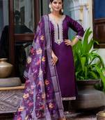 purple fancy viscose kurta set