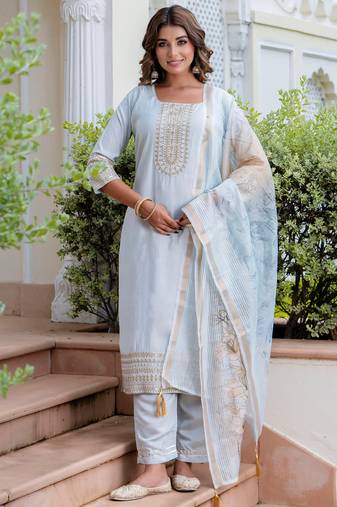 grey fancy viscose kurta set