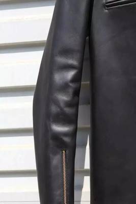 Men's lambskin leather jacket biker black zipper -café racer 3