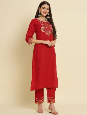 maroon fancy silk blend kurta set 3