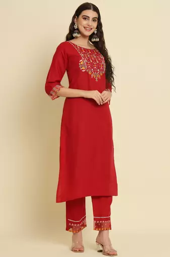 maroon fancy silk blend kurta set