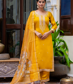 mustard fancy viscose kurta set