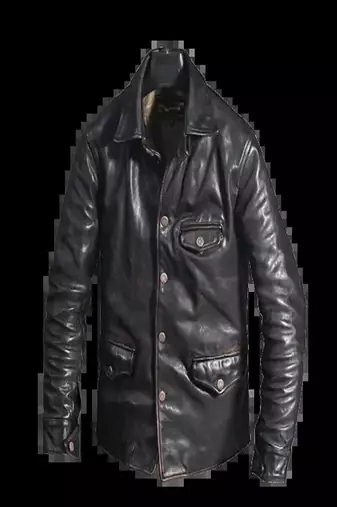 Black genuine lambskin leather jacket 3 pocket spread collar button jacket
