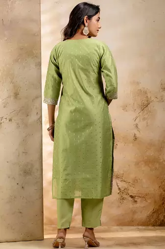 pear fancy chanderi silk kurta set