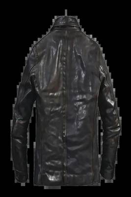 Black genuine lambskin leather jacket 3 pocket spread collar button jacket 2