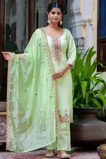 pear fancy silk blend kurta set