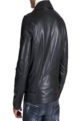 Men's black biker genuine lambskin leather moto jacket 3
