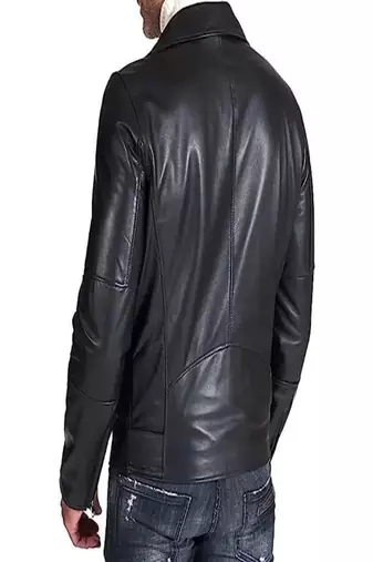 Men's black biker genuine lambskin leather moto jacket