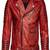 Men's quilted shoulder genuine leather jacket red rub off pattern