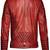 Men's quilted shoulder genuine leather jacket red rub off pattern
