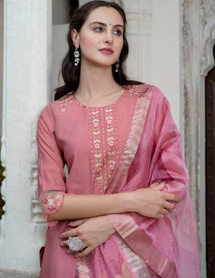 coral fancy viscose kurta set 3