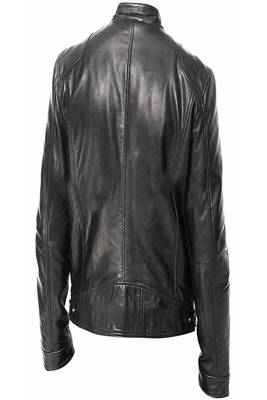 Men's black patchwork lambskin leather jacket cafer racer jacket 2