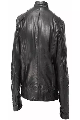 Men's black patchwork lambskin leather jacket cafer racer jacket