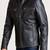 Men's black lambskin leather jacket cafer racer jacket 4 zip pockets